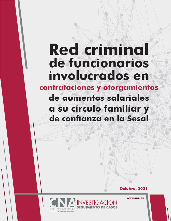 Red Criminal de funcionarios involucrados en contrataciones y otorgamientos de aumento salariales a su circulo familiar y de confianza en la SESAL
