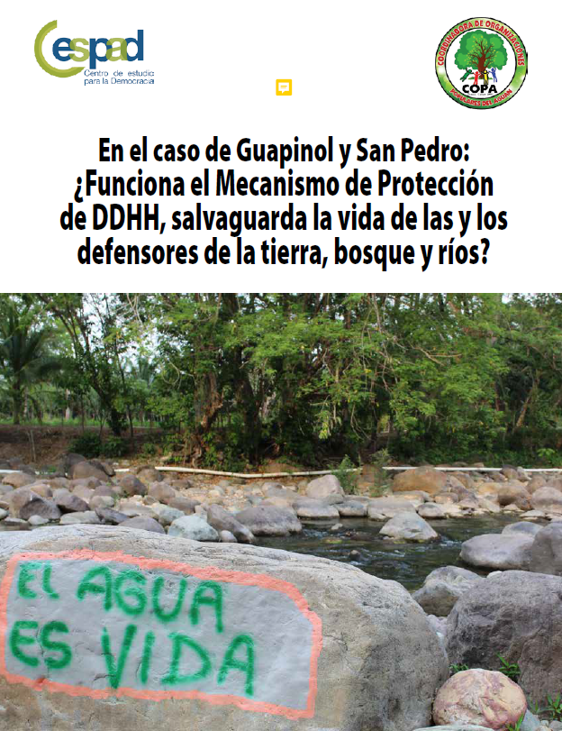 En el caso de Guapinol y San Pedro: ¿Funciona el Mecanismo de Protección de DDHH, salvaguarda la vida de las y los defensores de la tierra, bosques y ríos?